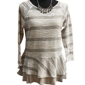NWT Doe & Rae Striped Ruffled Hem Top Size Small